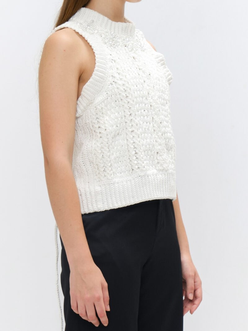 White Beaded Knit Vest