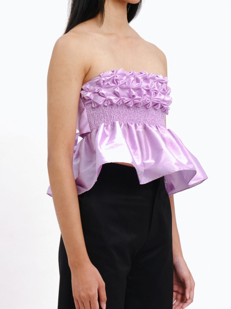 Light-purple 3D Flower Peplum Top
