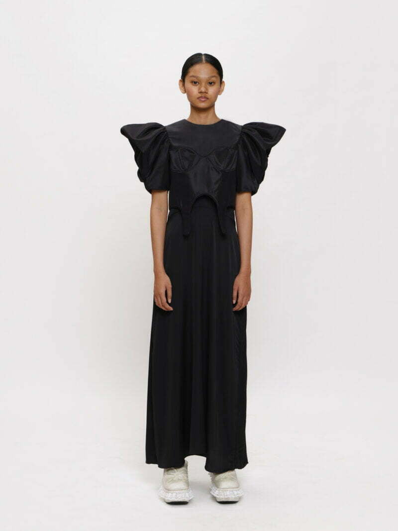 Black Butterfly Sleeved Corset Top