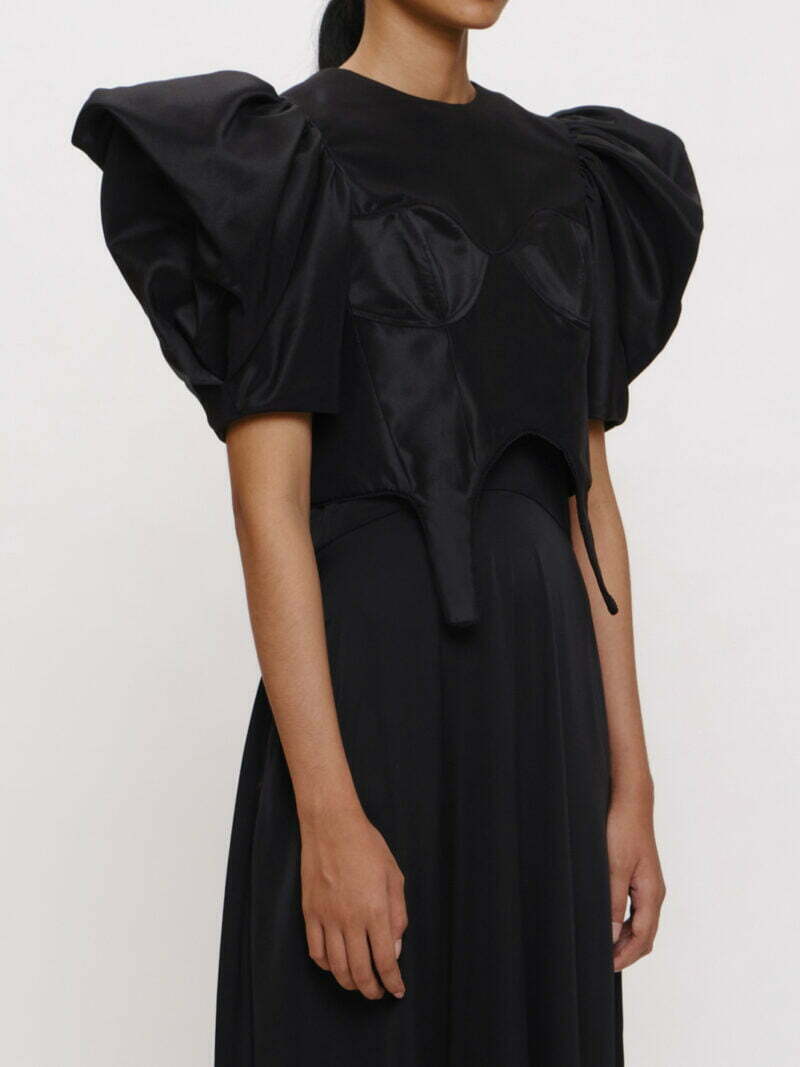 Black Butterfly Sleeved Corset Top