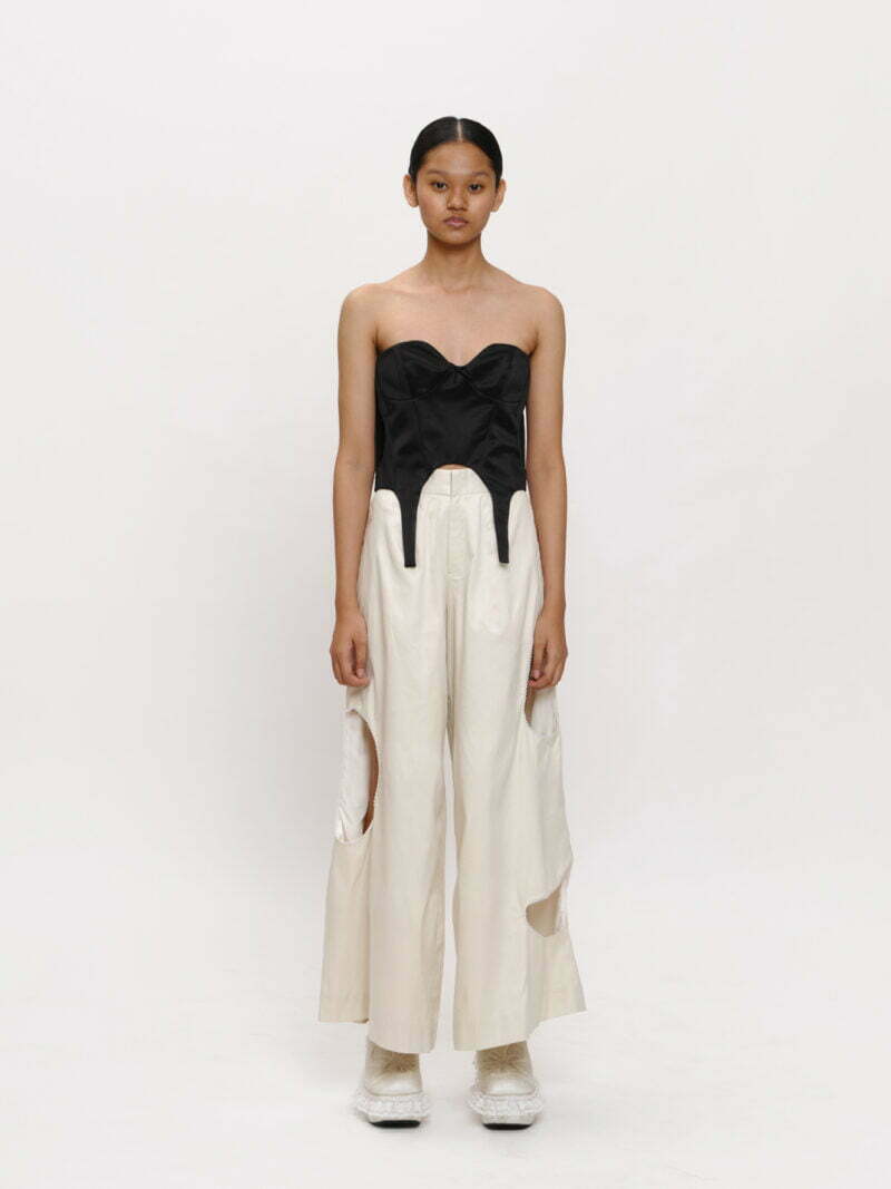 Black Lace-trim Cut-out Bustier