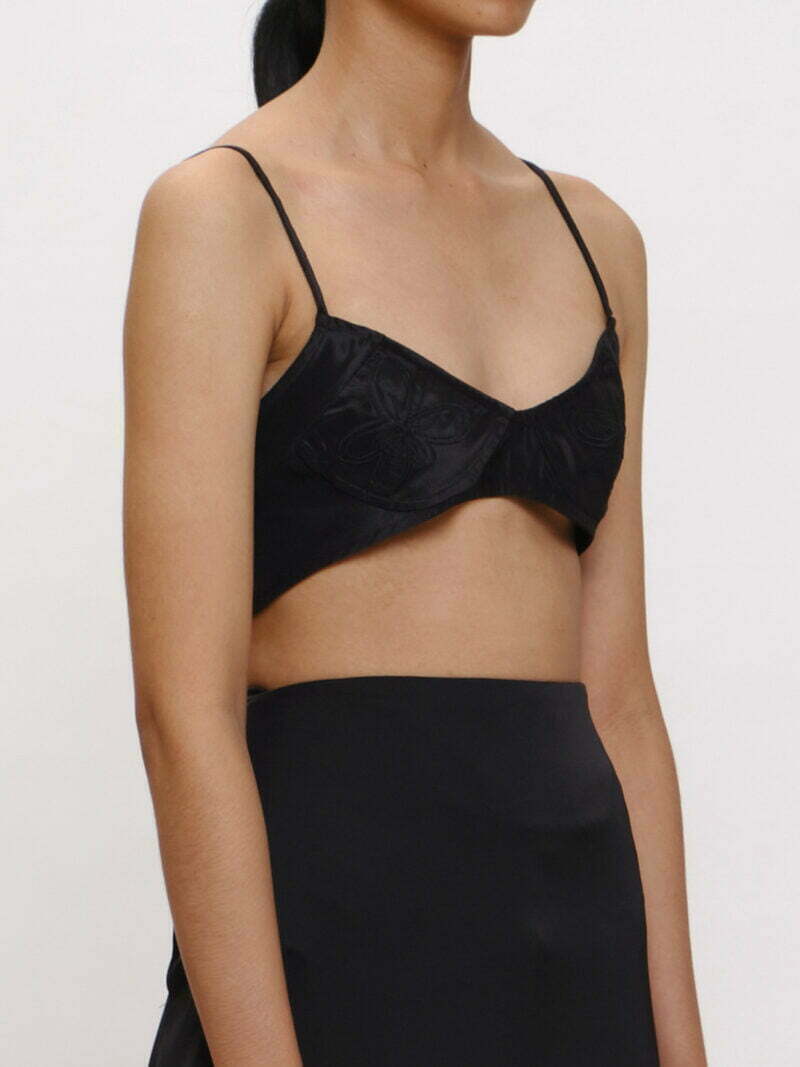 Black Logo Embroidered Bralette