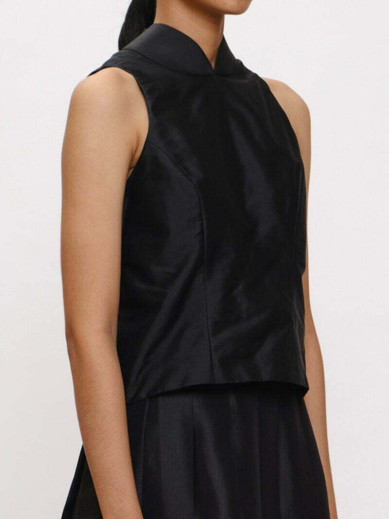 Black Mandarin Collar Top