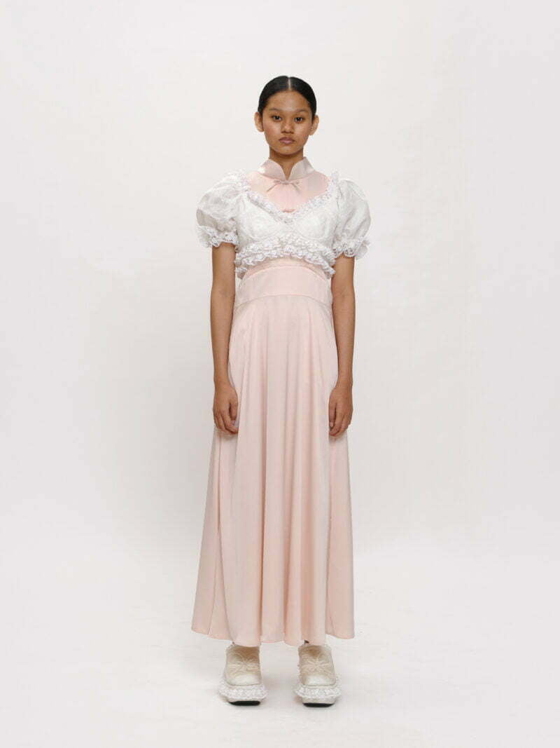 White Lace-trim Logo Embroidered Cropped Top