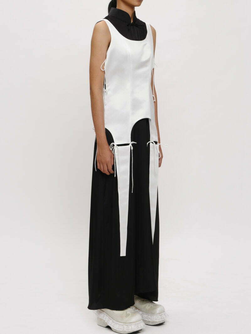 White Scoop-neck Top with Straps