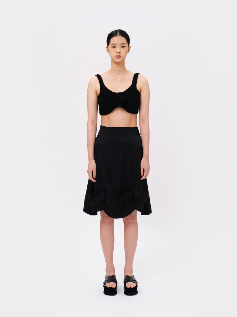 Draped A-line Skirt Black