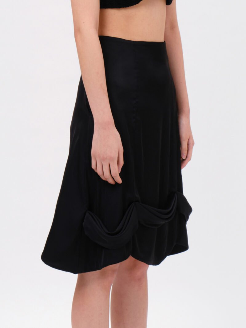 Draped A-line Skirt Black