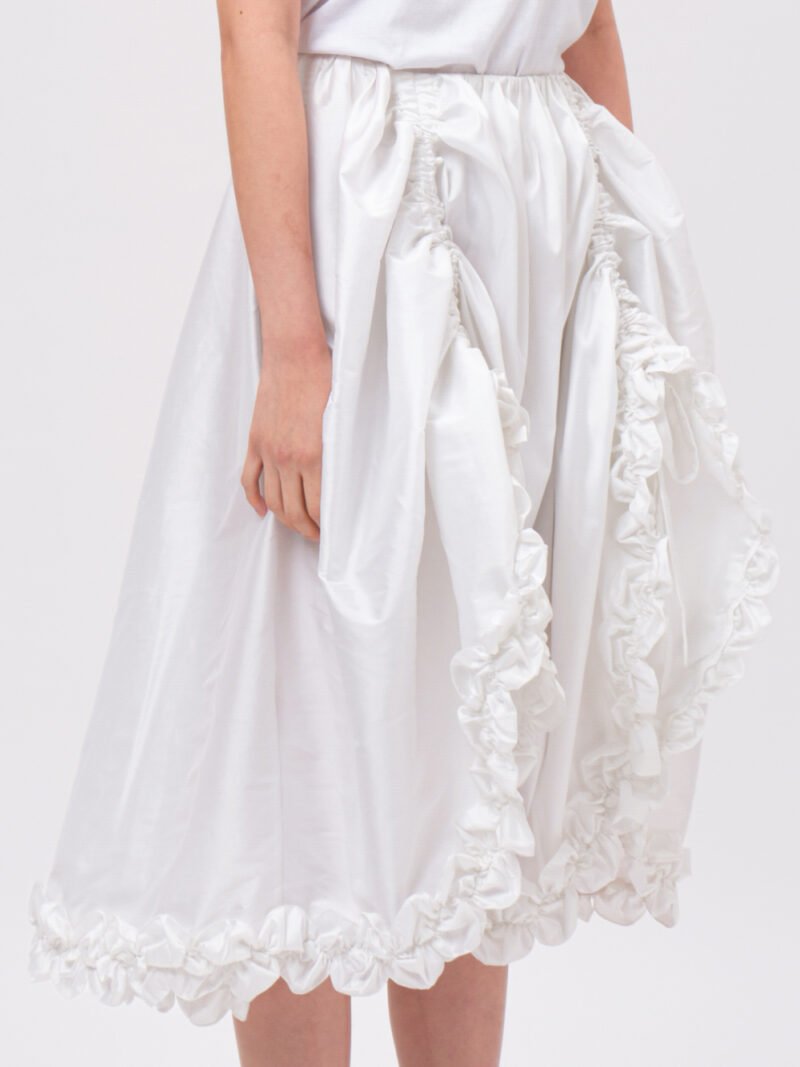 Ruffled Gathered Skirt with adjustable strings White