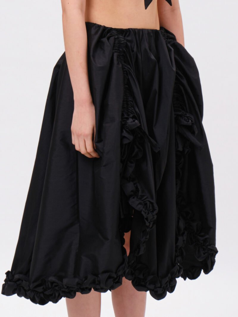 Ruffled Gathered Skirt with adjustable strings Black