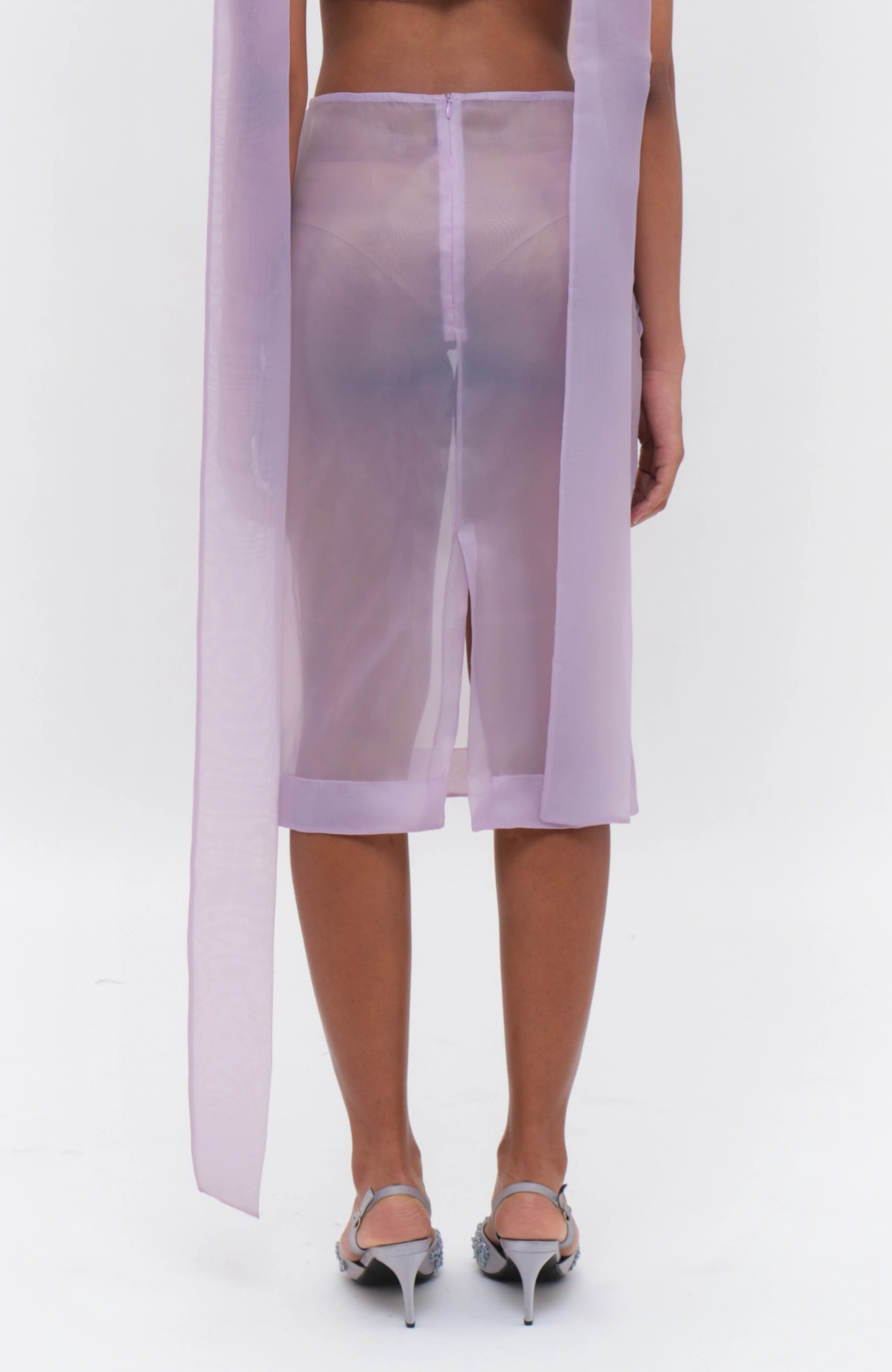 Midi Straight Skirt with Front Ruffled Pockets - Image 3