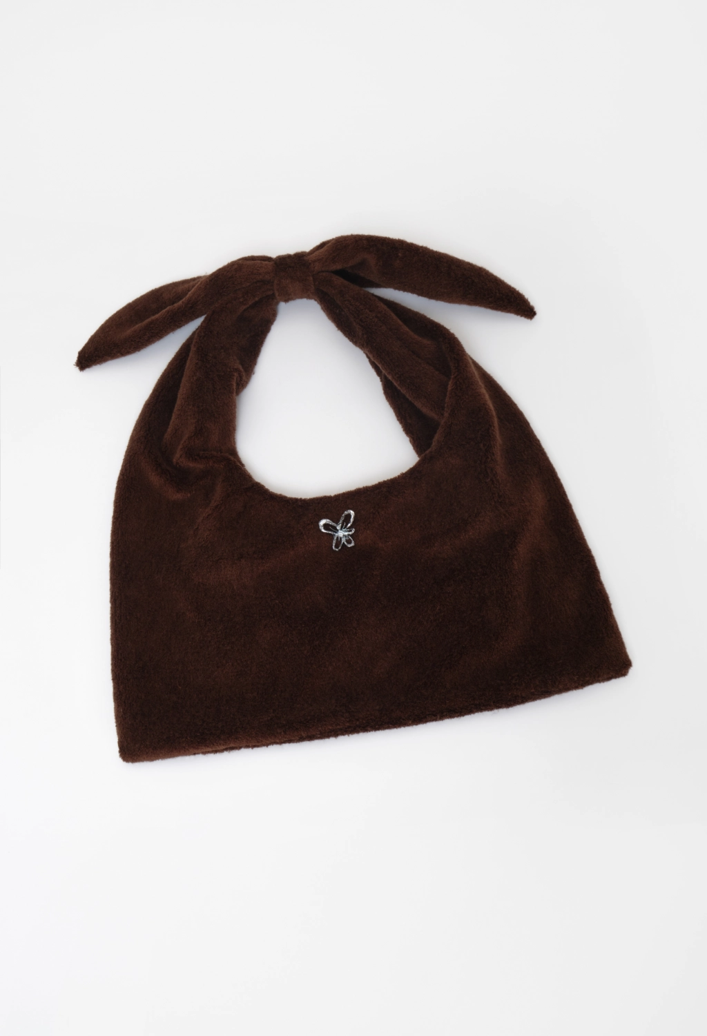 Logo Embellished Large Bow Knot Faux-fur Shoulder Bag Dark Brown - Image 2