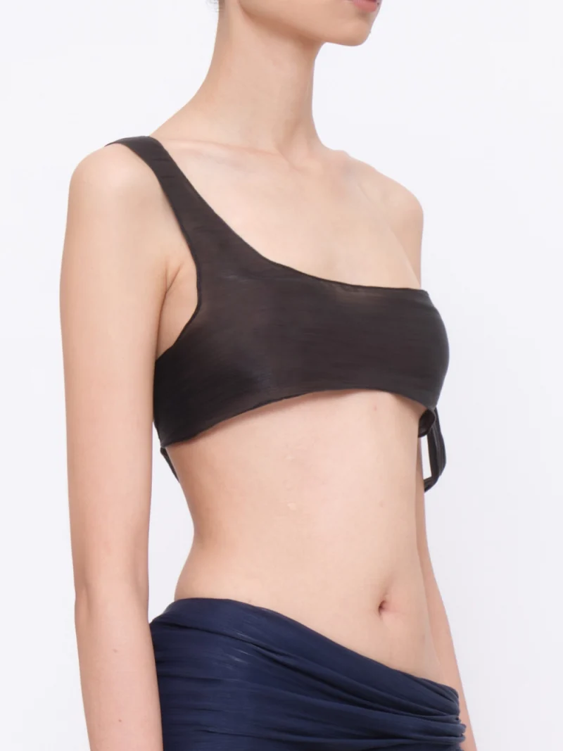 Asymmetrical One-shoulder Bralette Navy