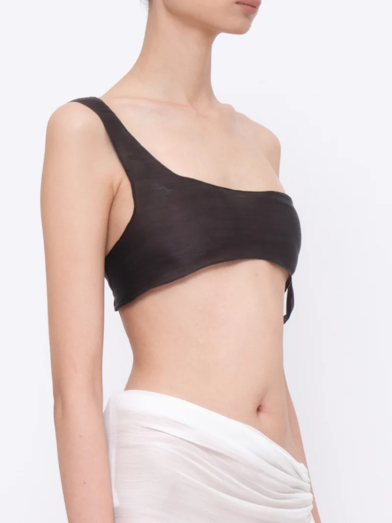 Asymmetrical One-shoulder Bralette Black