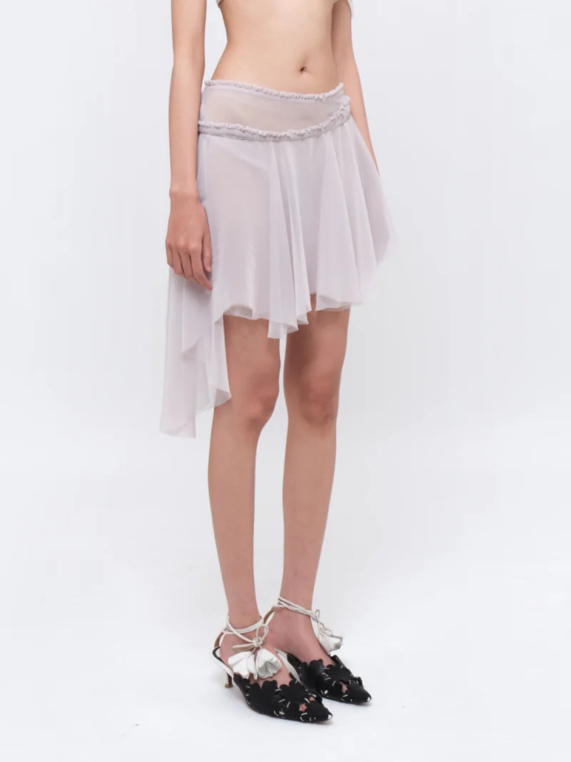 Asymmetrical Ruffled Mini Skirt Light-grey