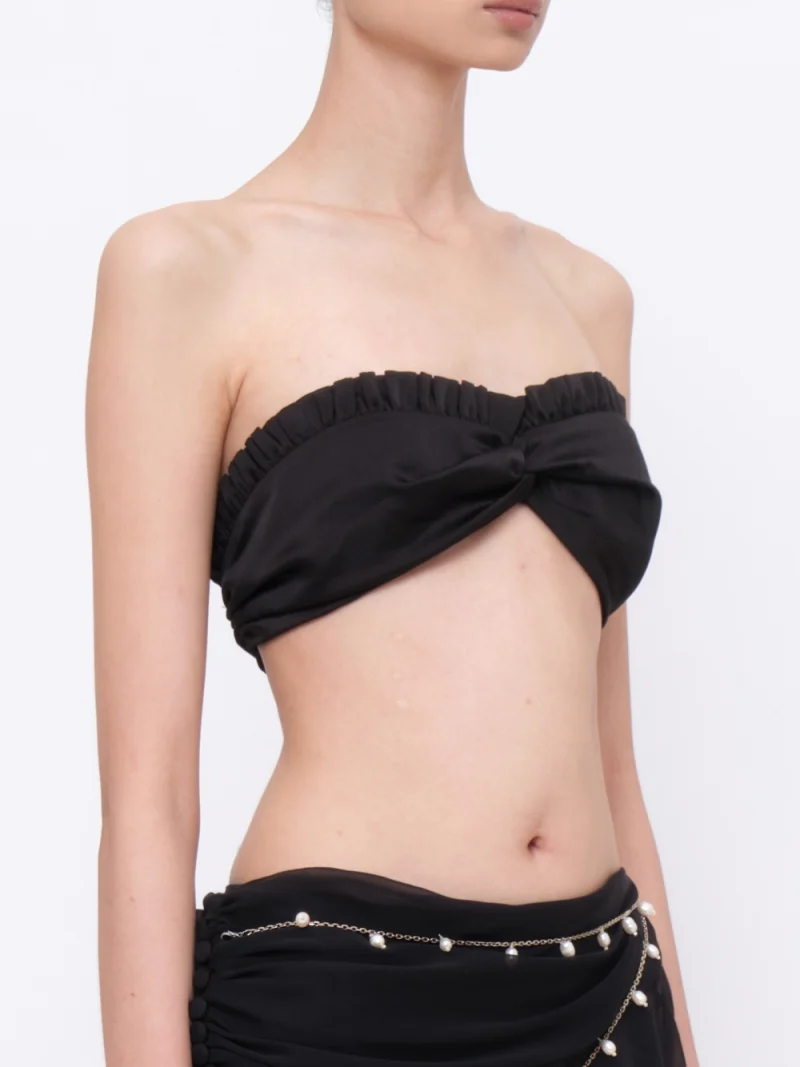 Ruffled Twisted Bandeau Black